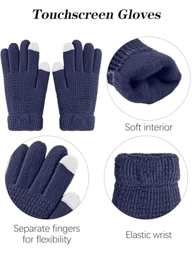 Aneco Winter Warm Knitted Scarf Beanie Hat and Gloves Set Men & Women's Soft Stretch Hat Scarf and Mitten Set4