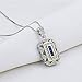 Newshe Women's Created Blue Sapphire White Cz 925 Sterling Silver Gemstone Pendant Chain Necklace 18