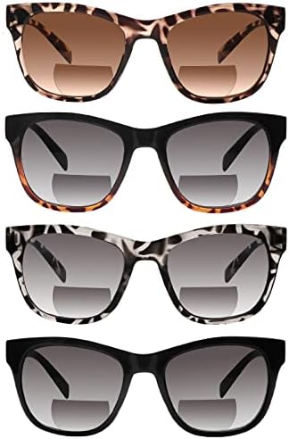 STASTEND 4 Pack Bifocal Reading Sunglasses for Women Men,UV400 Sun Readers Glasses(Multicolor, 1.00, multiplier_x)
