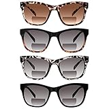 STASTEND 4 Pack Bifocal Reading Sunglasses for Women Men,UV400 Sun Readers Glasses(Multicolor, 1.00,