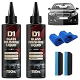 2PC D1 Glass Polishing Liquid - Liquid Glass Car Polish & Anti-Fog Hydrophobic Coating Spray,D1 Car Polishing Spray Compound to Remove Wiper Marks, Waterspots & Oil Film