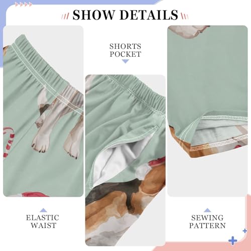 ZZXXB Beagles with Xmas Hats Boys Long Pants Soft Trousers Elastic Waist Kids Lounge Bottoms with Pockets S-XL4