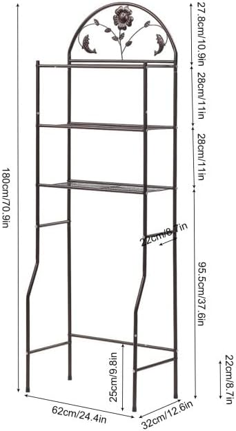 Vista 3 de Organizador de baño, almacenamiento sobre el inodoro, estantes ajustables para habitación pequeña, ahorra espacio, independiente sobre el inodoro
