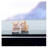 2 PCS Cute Mini Dog Car Rearview Mirror Ornaments, Kiss Face Animals Resin Dashboard Decorations, Funny Car Interior Accessories for Women Presents (Shiba-Inu)