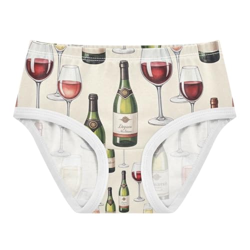 Watercolor Wine Champagne Red Underwear Toddler Girl, Underwear for Girls, 2T–8 Years