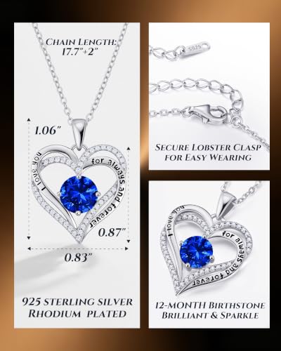Image of CDE S925 Birthstone Heart Pendant Necklaces Jewelry Gifts for Wife