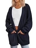LILLUSORY Womens Cardigan Sweater Fall Fashion Outfits Clothes 2025 Teacher Work Office Old Money Long Oversized Winter Travel Cozy Chunky Knit Winter Essential Business Casual Clothing Navy Blue