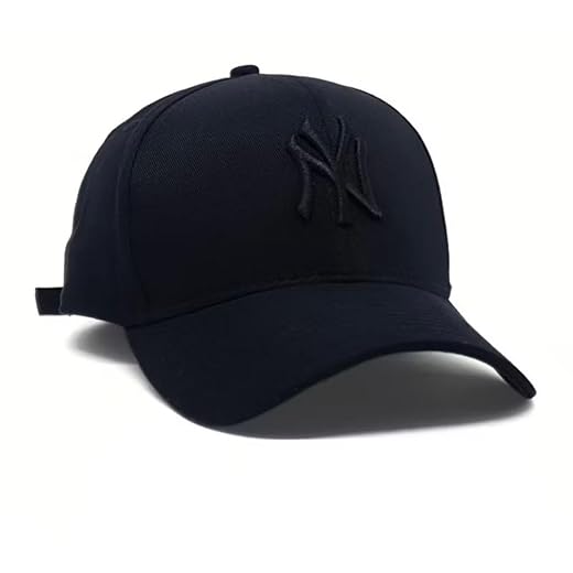 Boné Unissex Preto com Bordado Preto Ajustável Fechamento Fitão Strapback Aba Curva Baseball Casual