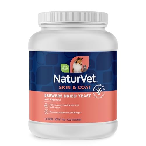 Image of NaturVet - Brewer's Dried Yeast Formula with Garlic Flavoring - Plus Vitamins - Supports Healthy Skin & Glossy Coat - Fortified with B-1, B-2, Niacin & Vitamin C - for Dogs & Cats (4 lb Powder)