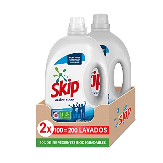 Skip Detergente Líquido Active Clean para Lavadora con Ingredientes de Origen Vegetal 200 Lavados (2 x 100 Lavados)