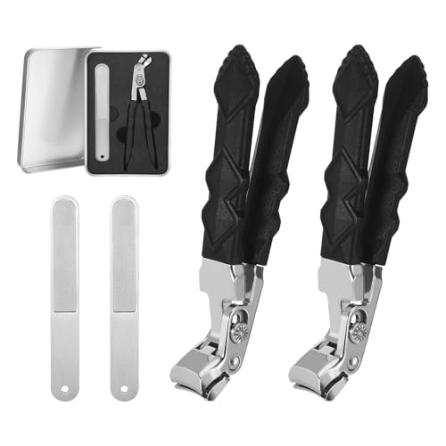 Lux ドイツ製ネイルクリッパー 2個 男性用 高齢者用爪切り 角度のついた頭の爪切り 太い爪用 幅広爪 爪切り はね防止 足指の爪切り