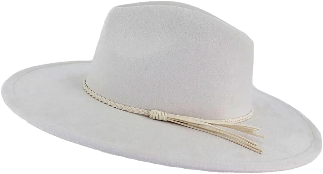 Generic Suede Wide Brim Felt Fedoras Women's Hat Men's Church Jazz Hat Denim Hat 18 56-58cm, Medium