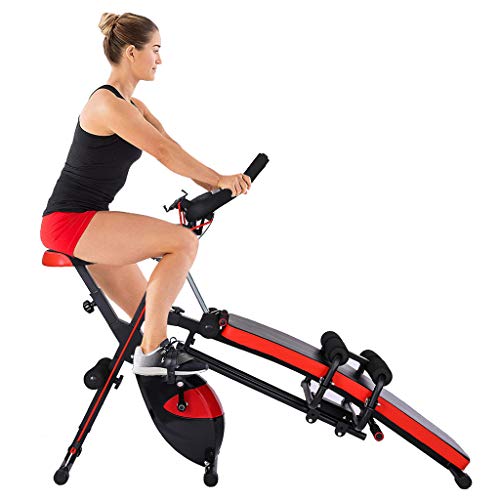 【US Stock】Adjustable Weight Bench Cycling Bike 2-in-1 Fitness Machine, Utility Barbell Lifting Press Exercise Dumbbell Bench, Home G-ym Strength Training Sit Up Abs Benchs (59X15X49Inch)