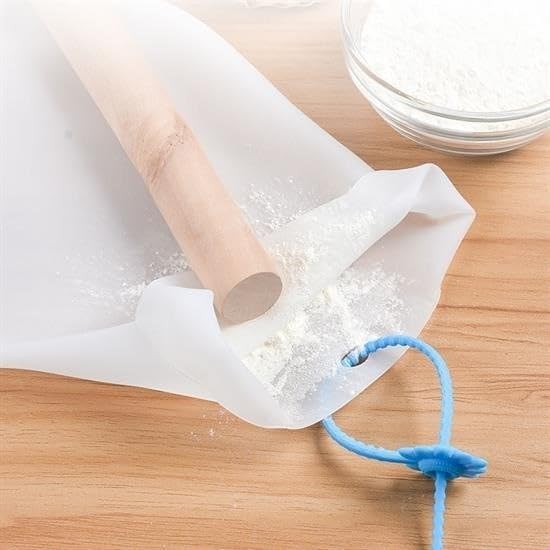 OLLEVRA Büyük Hamur Torbası Silikon Şeffaf Hamur Yoğurma Torbası Ekmek Makarna Mantı Hamuru