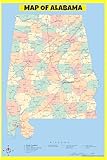 Map Of Alabama Style A - 24x36 - Laminated Wall Map Poster for Homes, Classrooms and Offices - Vivid Colors, Easy to Read, Clean Layout