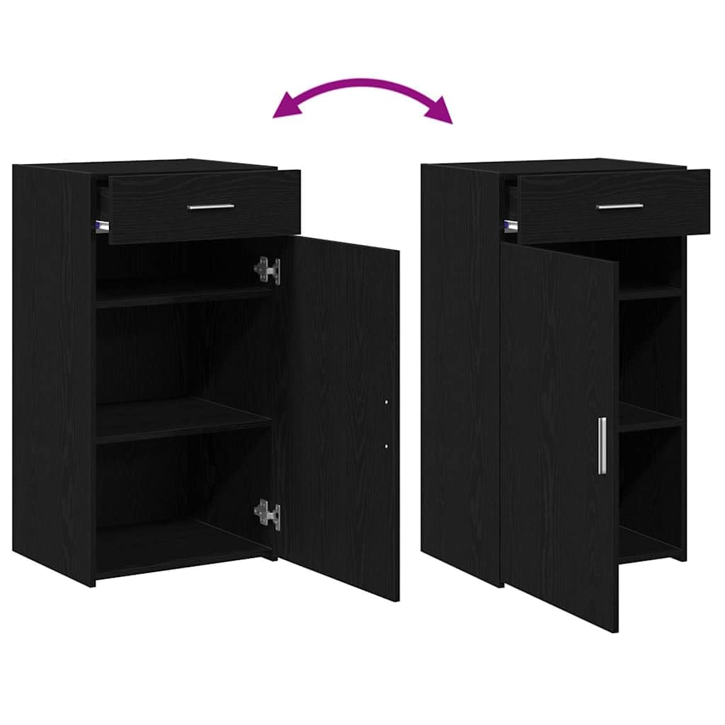 vidaXL Sideboard mit Schubladen Schwarz Eichen-Optik 50 x 42,5 x 93 cm, Stylischer Sideboard, rechteckiger Schrank, viel Stauraum, modernes Möbelstück, Holz für Deine Raumorganisation