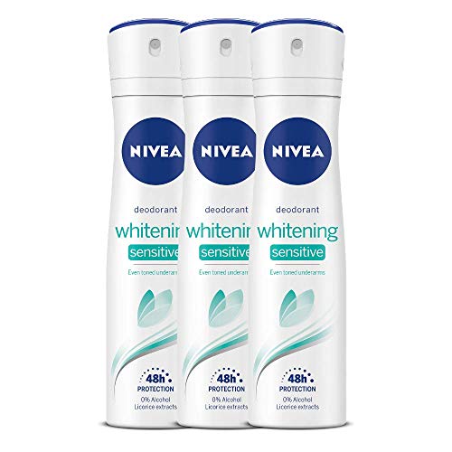 Image of NIVEA Whitening Sensitive 48 Hours Gentle Care Deodorant, 150ml (Pack of 3)
