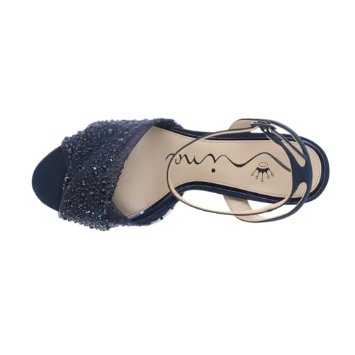 NINA Womens Vida Rhinestone Ankle Strap Dress Sandals Mid Heel 2-3" - Blue4