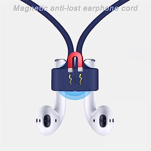 Image of LIRAMARK Magnetic Anti-Lost Strap Silicone Rope Wire Cable Connector String for AirPods Pro /Aipods Pro 2 / Airpods 1,2&3 / Earbuds (Midnight Blue)