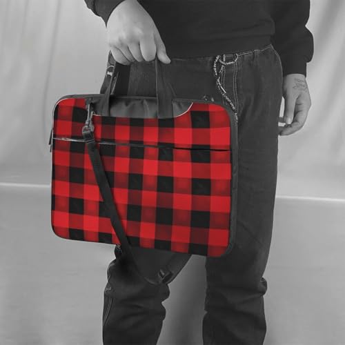 Bolso Tote para Laptop con patrón de cuadros rojo y negro miniatura 2