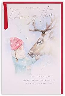 Clintons: Cute Girl With Reindeer Daughter Christmas Card, Multi-Colour, 155 x 235, 1169167