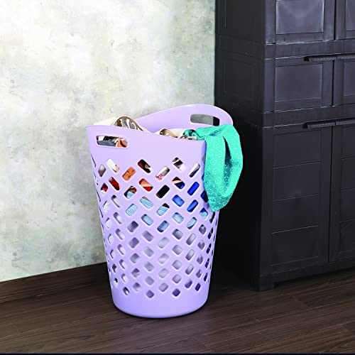Image of Cello Flexi Multipurpose Plastic Laundry Basket, Purple, 50 Ltrs | Lightweight and Portable | Storage Organizer | Convenient Handling | Useful For Storing Clothes, Toys, Books