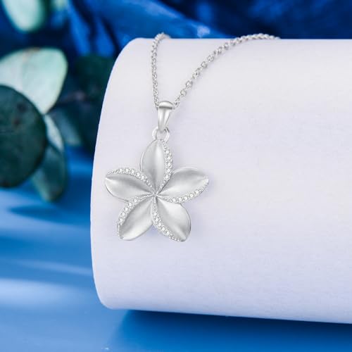 Plumeria Necklace 925 Sterling Silver Plumeria Pendant Necklace Plumeria Jewelry Gifts for Women3