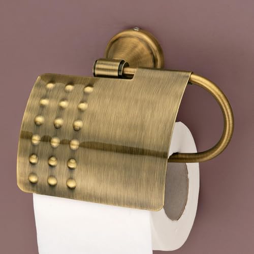 Image of Plantex (Primax) 304 Grade Stainless Steel Toilet Paper Roll Holder /Toilet Paper Holder /Tissue Paper Roll Holder for Bathroom Accessories - Niko (Brass Antique)