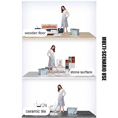 AMNOOL Spin Mop und Eimer mit Wringer-Set - Bodenwischer mit 5 Mikrofaser-Mopp-Nachfüllungen und Reinigungsbürste, Verstellbarer Griff, Einfaches Bewegen mit Rädern für Die Hausreinigung,Black – Bild 7