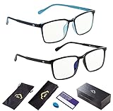 WTI Blue Light Blocking Glasses for TV Phone Computer Gaming Screen Men and Women, TR90 Frame, Anti Eyestrain UV, 2 Pack