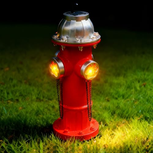 XINDMAO Fake Fire Hydrant for Dogs to Pee on,15 inch Solar Training Hydrant Puppy Large Dog Pee Post Outdoor,Backyard Decor Outdoor Statues Firefighter Gifts for Men