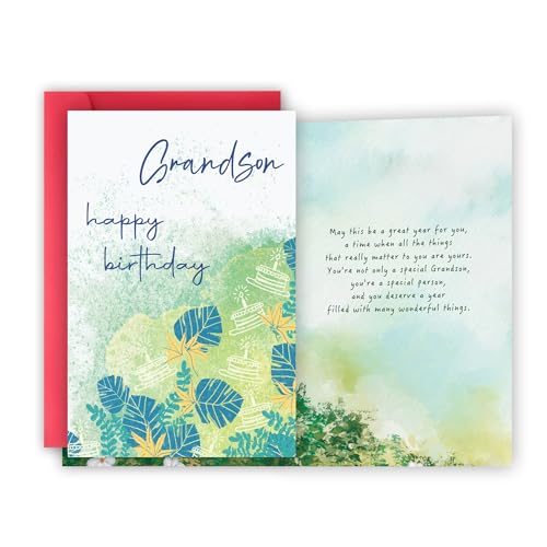 FSSDAS Grandson Birthday Card, Happy Birthday Cards Gifts for Grandson from Grandma Grandpa Grandmother Grandfather Family.