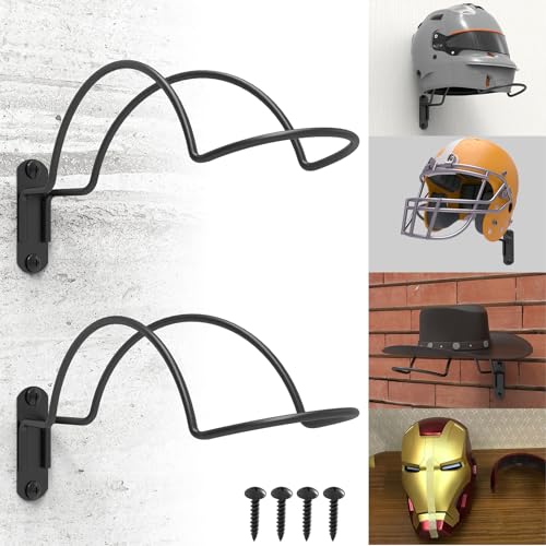 Yuleimy Helmet Wall Mount Display Football Baseball Helmet Holder 2 Pack