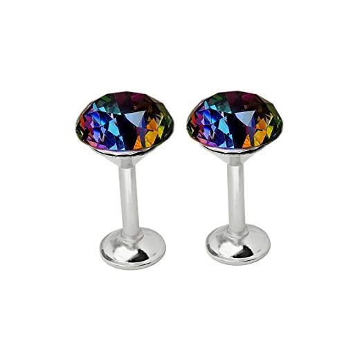 YYC Set mit 2 glitzernden Diamant-Medaillon-Vorhang-Raffhaltern, Wandhalterung, Haken (Silber)