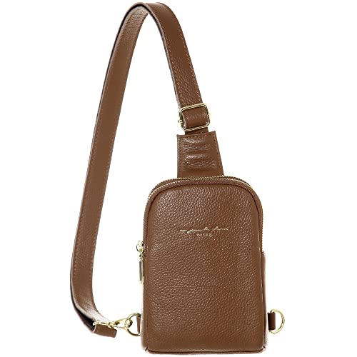 Inicat Small Crossbody Sling Bag Genuine Leather Fanny Packs Purses For Women Men(Yak Leather-Light Coffee) #TOP8