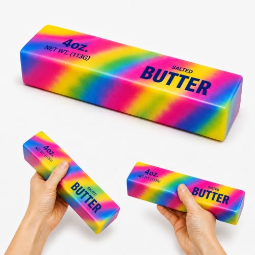 Rainbow Butter Squishy, Giant Jumbo Butter Stick Squishy Toy, Slow Rising Soft Foam Squeeze Toy, Stress Relief Sensory Fidget Toy Desk Anxiety Relief Toy (3248 Butter-R ( 5.51 in. - 11 cm))
