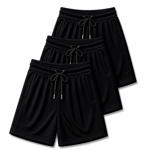 Image of RISH Kids Dri-Fit Sports Shorts for Boys & Girls | Breathable Polyester Activewear Shorts with Elasticated Waist, Drawstring & 2 Side Pockets | Solid Colours | Single and Multi Packs