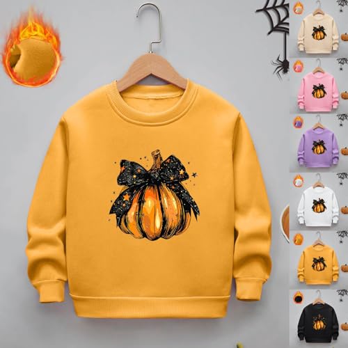 Boys Girls Pumpkin Print Fleece Casual Crewneck Sweatshirt Long Sleeve Loose Pullover T-Shirt Kids Cute Graphic Tee Tops2