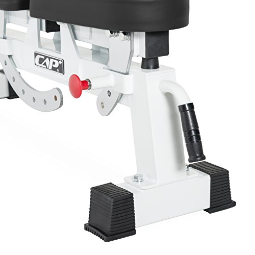 CAP+ Commercial Grade Three-Way Utility Bench - Adjustable Weight Bench Heavy Duty Workout Bench for Full Body Workout (White)