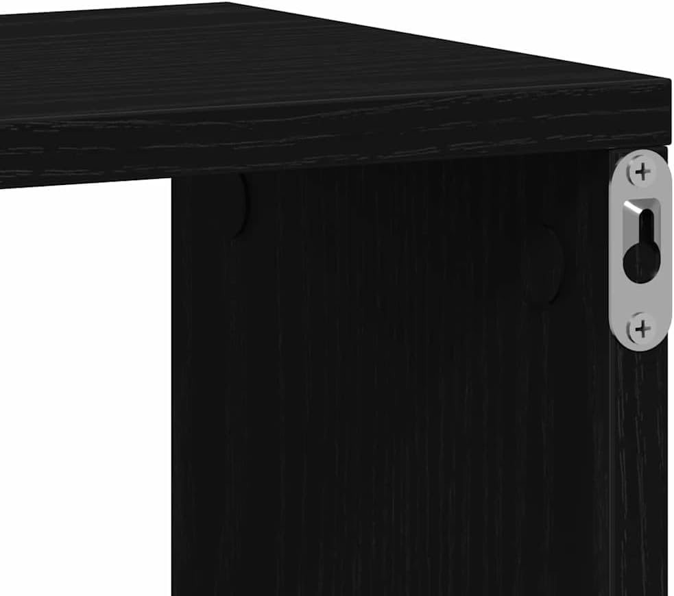 vidaXL Wall Shelf Black Oak 33.46 x 6.30 x 20.67 in Engineered Wood, Chic Rectangular Wall Shelf for the Living Room, Plenty of Storage, Perfect for Displaying Minimalist Style