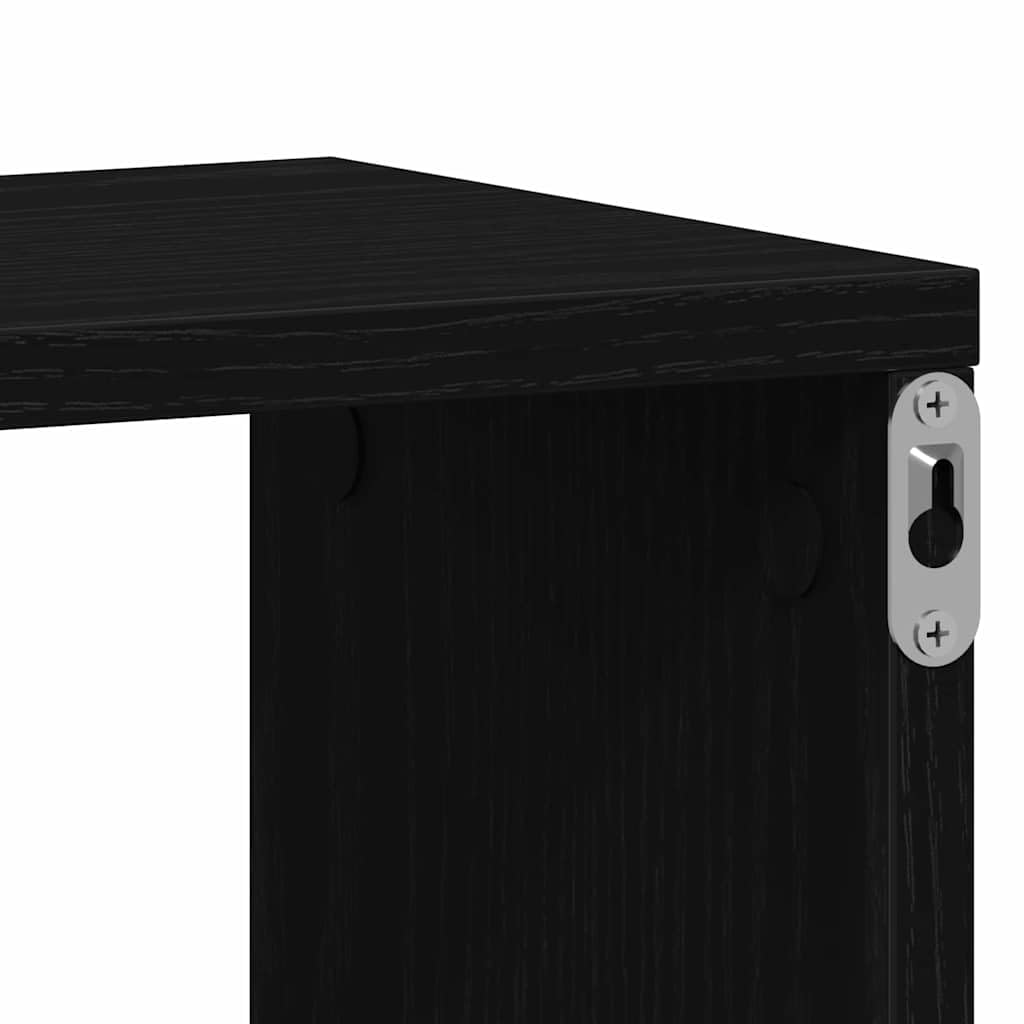 vidaXL Półka ścienna z półką Czarny Dąb 85 x 16 x 52,5 cm, Półka do salonu, prostokątna, nowoczesna, dużo miejsca, trwała, montowana na ścianie, dekoracyjna i praktyczna