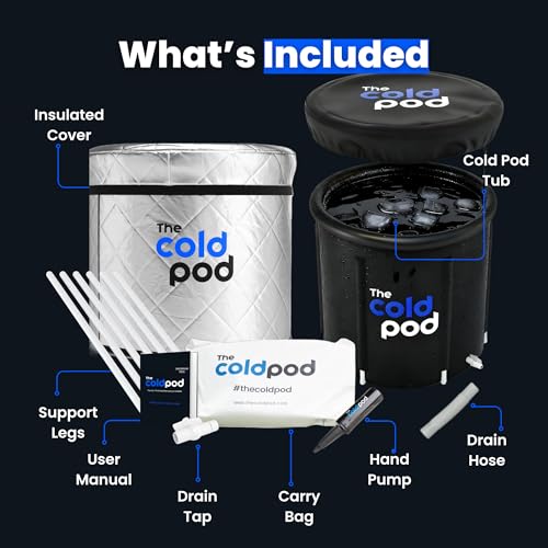 The Cold Pod Insulated Ice Bath Bundle,320L Cold Plunge Tub with Full Insulated Spaceship Cover to Keep Water Cold and Fresh for Extended Periods.