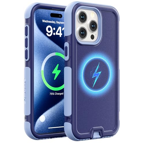 Follaroma Magnetic for iPhone 15 Pro Max Case, Heavy Duty Cases,Blue-Purple