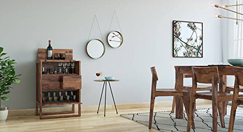 The Attic Tika Bar Cabinet|Hard and Soft Drinks Bar Storage Cabinet|Wine Wisky Scotch|Openable Slab|Wooden Bar for Home |Honey Finish