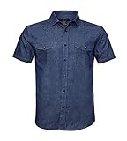 AVANZADA Men's Big & Tall Fort Short Sleeve Denim Shirt Lightweight Chambray ButtonDark Blue M