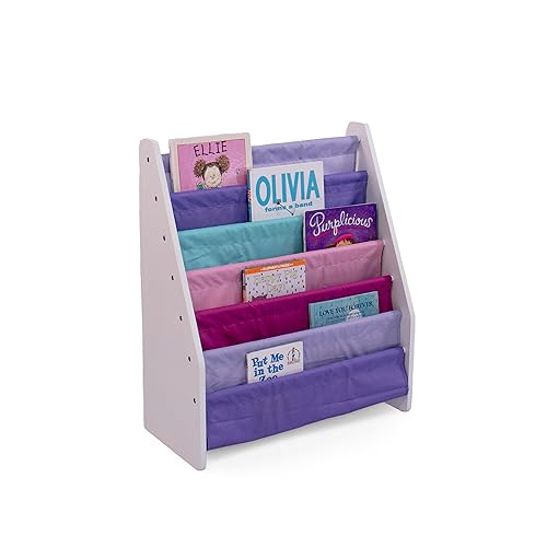 Image of Humble Crew Kids Bookshelf, 6-Tier Front-Facing Book Display Organizer, Montessori Toddler Bookcase for Playroom, Bedroom & Reading Corner, White/Pink/Purple/Aqua