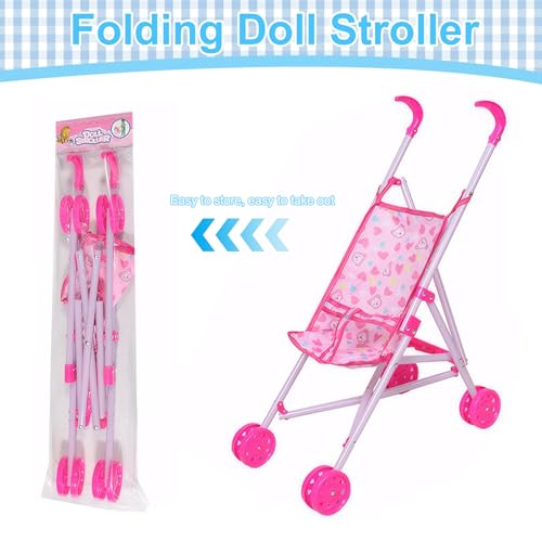 HoveeLuty Puppenwagen, 24, 9 x 49, 5 x 52, 1 cm, Faltbarer Puppenwagen mit stabilem Rahmen, Spielzeugwagen für Kleinkinder, Jungen, Mädchen, kleine Kinder – Bild 6
