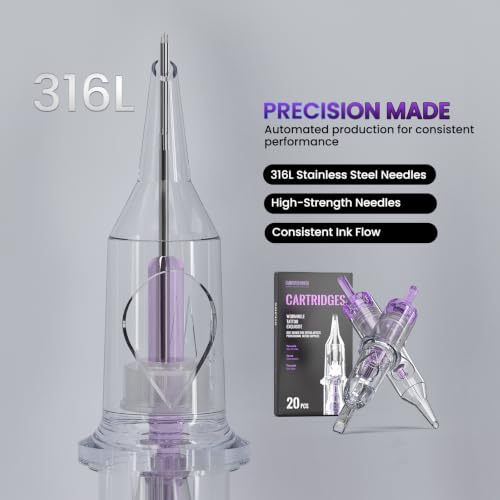 Image of Wormhole Tattoo Cartridge Needles, 20pcs Mixed Sizes 3RL 5RL 5RM 7RM