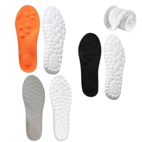 Plantillas ortopédicas de masaje de espuma viscoelástica 4D para absorción de impactos transpirable, 3 pares (9-10)