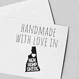 HANDMADE WITH LOVE IN NEW HAMPSHIRE STAMP UNIQUE HANDMADE DESIGN: Our Large Wood Handle New Hampshire Handmade with Love Rubber Stamp features a minimalist style that beautifully showcases your local pride. artisans, it adds a personal touch to your ...
